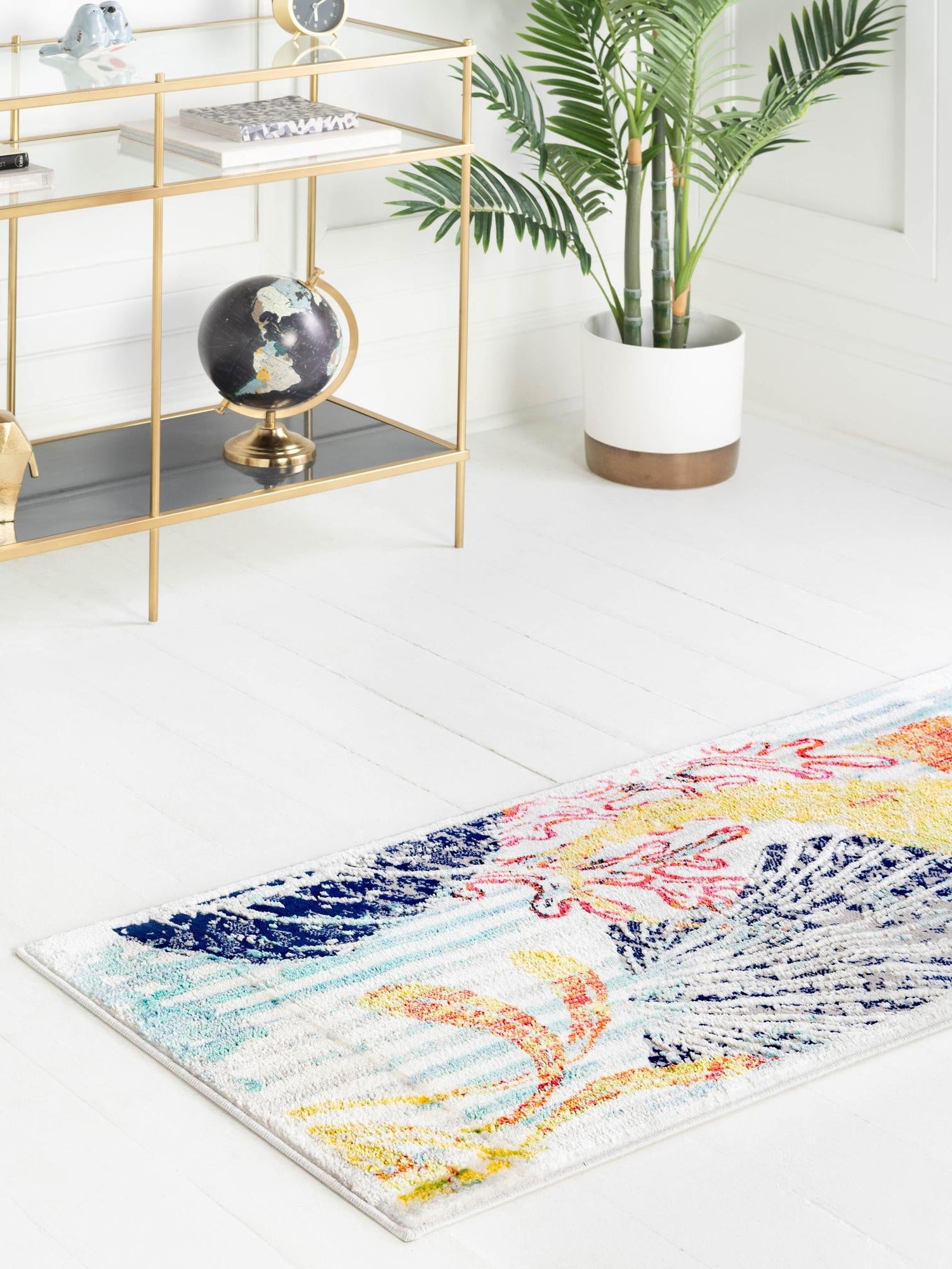 Multicolor 2' x 6' Ariel Runner Area Rug 70% Polypropylene & 30% Polyester Easy Clean Living Room Bedroom Dining Office Carpet for Sale at Rug Engine