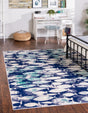 Blue 9' x 12' Ariel Rectangle Area Rug 70% Polypropylene & 30% Polyester Easy Clean Living Room Bedroom Dining Office Carpet for Sale at Rug Engine
