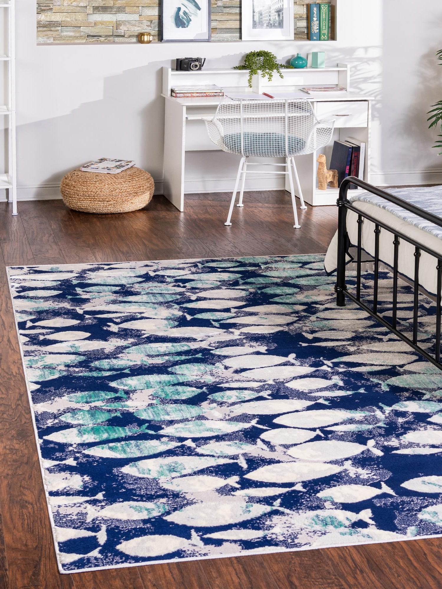 Blue 1' 4 x 1' 4 Ariel Sample Area Rug 70% Polypropylene & 30% Polyester Easy Clean Living Room Bedroom Dining Office Carpet for Sale at Rug Engine