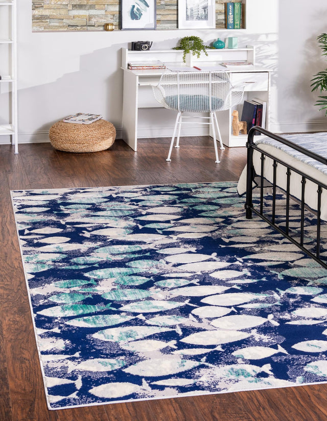 Blue 1' 4 x 1' 4 Ariel Sample Area Rug 70% Polypropylene & 30% Polyester Easy Clean Living Room Bedroom Dining Office Carpet for Sale at Rug Engine