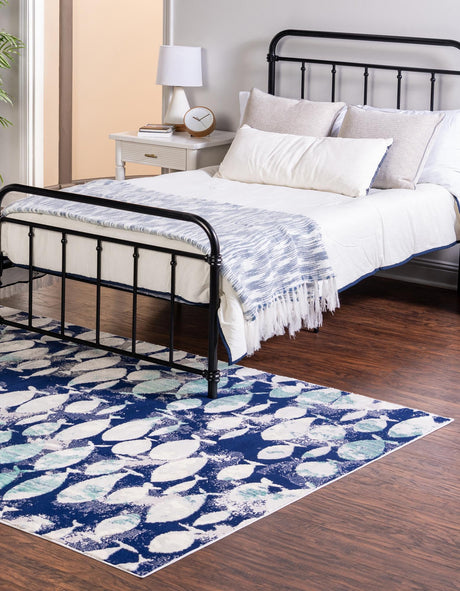 Blue 9' x 12' Ariel Rectangle Area Rug 70% Polypropylene & 30% Polyester Easy Clean Living Room Bedroom Dining Office Carpet for Sale at Rug Engine