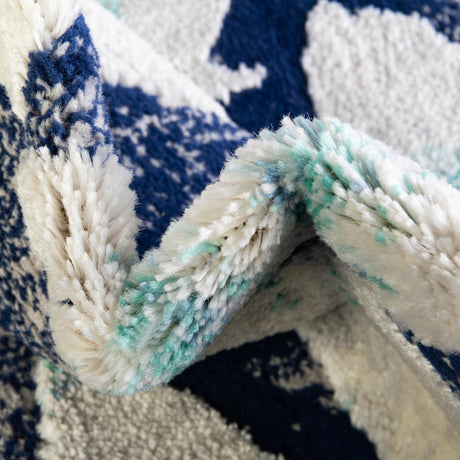 Blue 9' x 12' Ariel Rectangle Area Rug 70% Polypropylene & 30% Polyester Easy Clean Living Room Bedroom Dining Office Carpet for Sale at Rug Engine