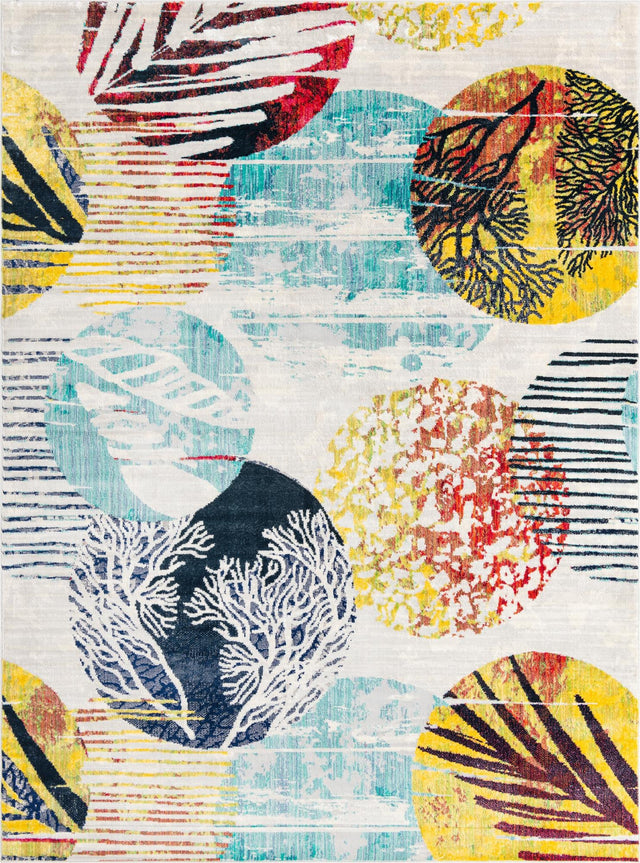 Multicolor 9' x 12' Ariel Rectangle Area Rug 70% Polypropylene & 30% Polyester Easy Clean Living Room Bedroom Dining Office Carpet for Sale at Rug Engine