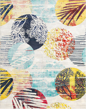 Multicolor 7' 10 x 10' Ariel Rectangle Area Rug 70% Polypropylene & 30% Polyester Easy Clean Living Room Bedroom Dining Office Carpet for Sale at Rug Engine