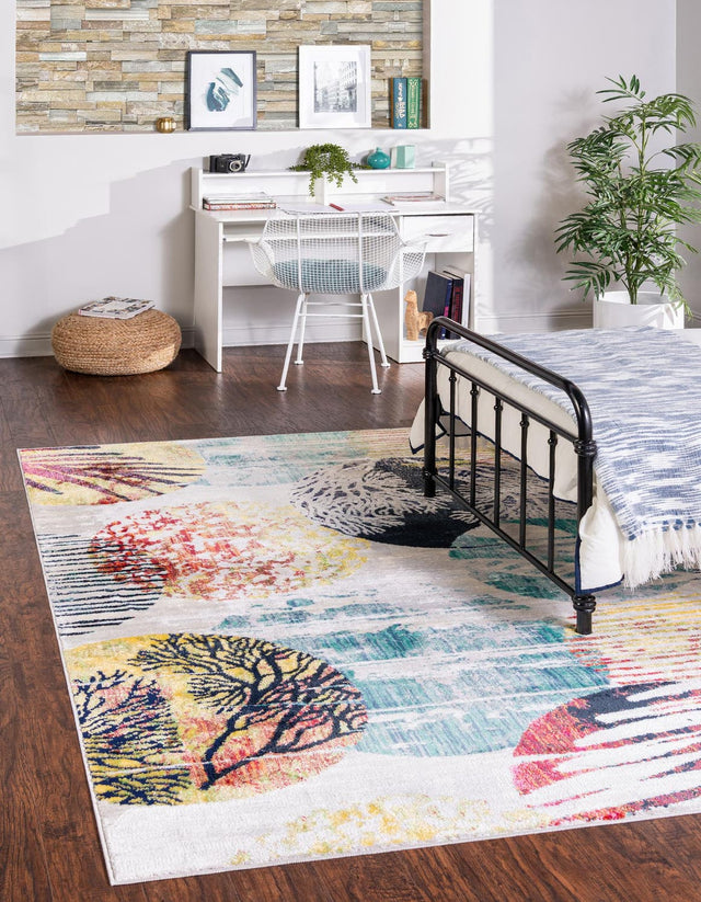 Multicolor 5' 3 x 8' Ariel Rectangle Area Rug 70% Polypropylene & 30% Polyester Easy Clean Living Room Bedroom Dining Office Carpet for Sale at Rug Engine