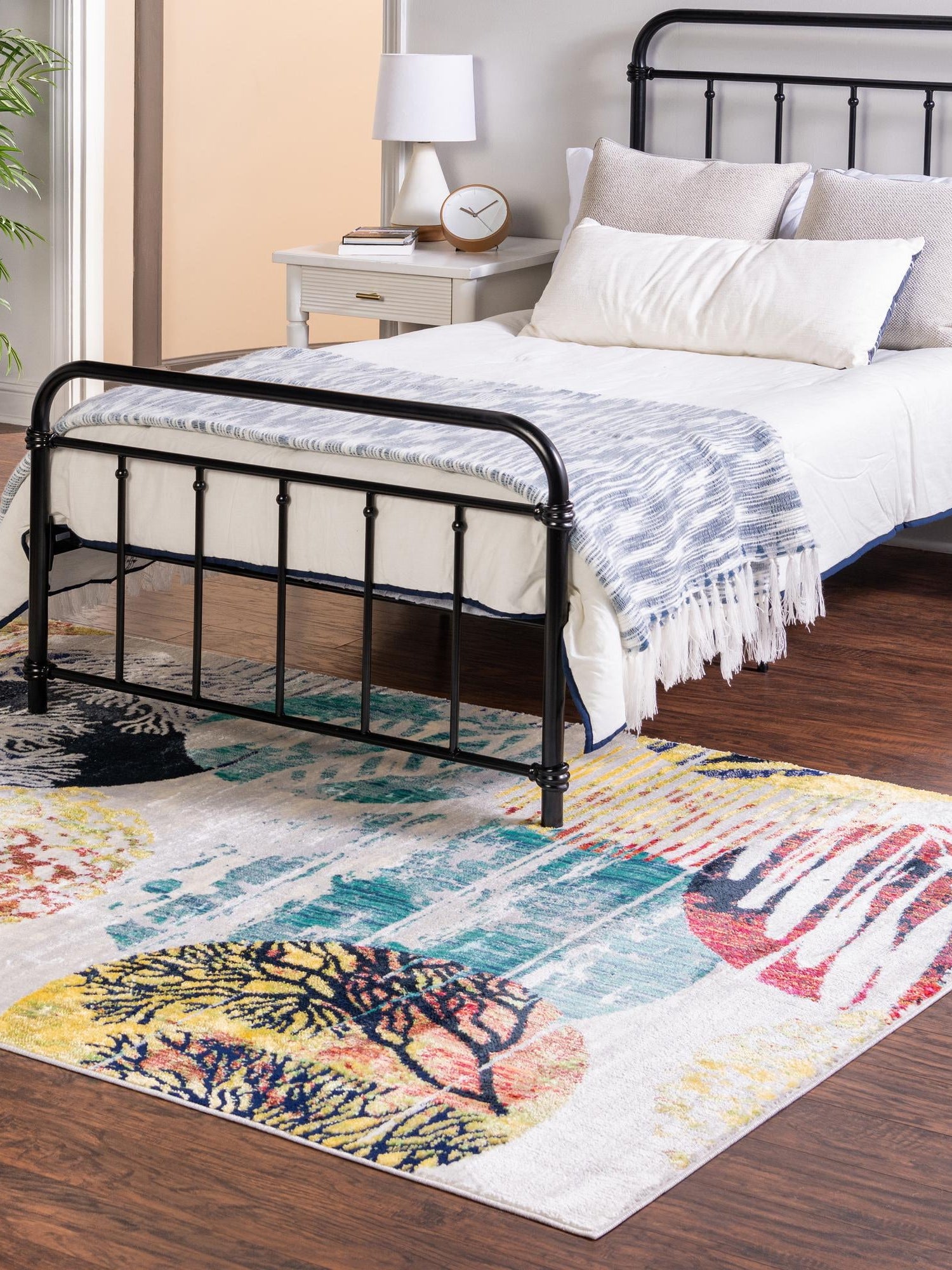 Multicolor 6' x 9' Ariel Rectangle Area Rug 70% Polypropylene & 30% Polyester Easy Clean Living Room Bedroom Dining Office Carpet for Sale at Rug Engine