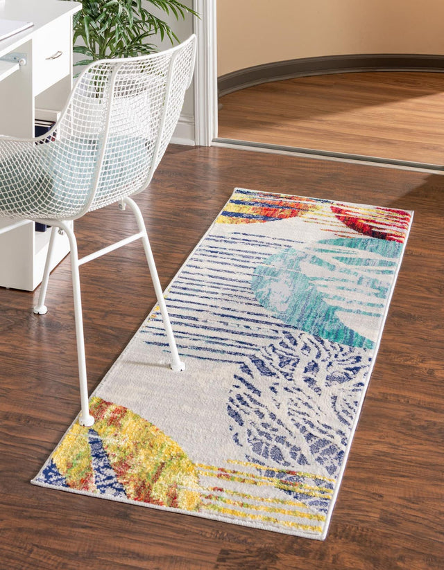 Multicolor 2' x 8' Ariel Runner Area Rug 70% Polypropylene & 30% Polyester Easy Clean Living Room Bedroom Dining Office Carpet for Sale at Rug Engine