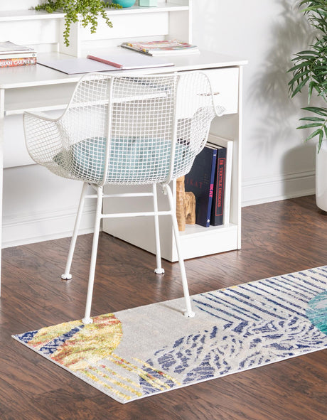 Multicolor 2' x 8' Ariel Runner Area Rug 70% Polypropylene & 30% Polyester Easy Clean Living Room Bedroom Dining Office Carpet for Sale at Rug Engine