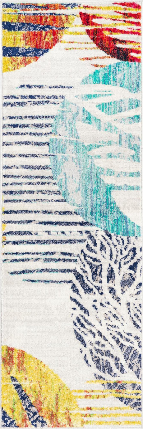 Multicolor 2' x 6' Ariel Runner Area Rug 70% Polypropylene & 30% Polyester Easy Clean Living Room Bedroom Dining Office Carpet for Sale at Rug Engine