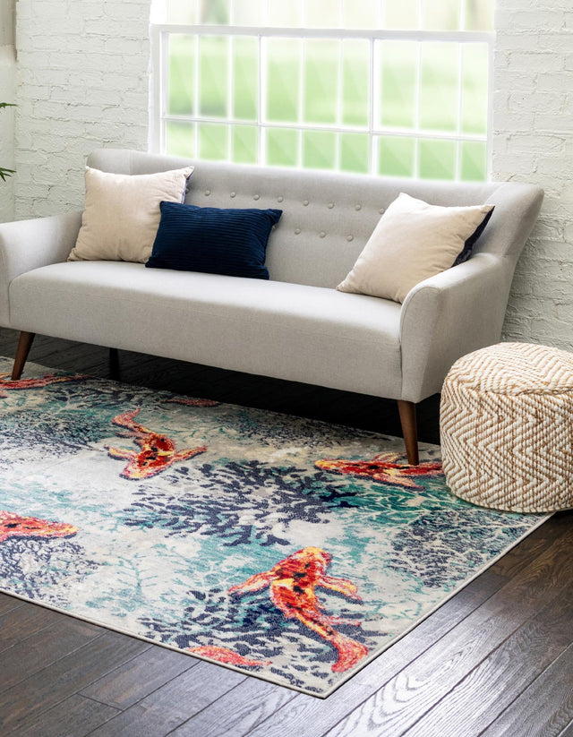 Multicolor 5' 3 x 8' Ariel Rectangle Area Rug 70% Polypropylene & 30% Polyester Easy Clean Living Room Bedroom Dining Office Carpet for Sale at Rug Engine