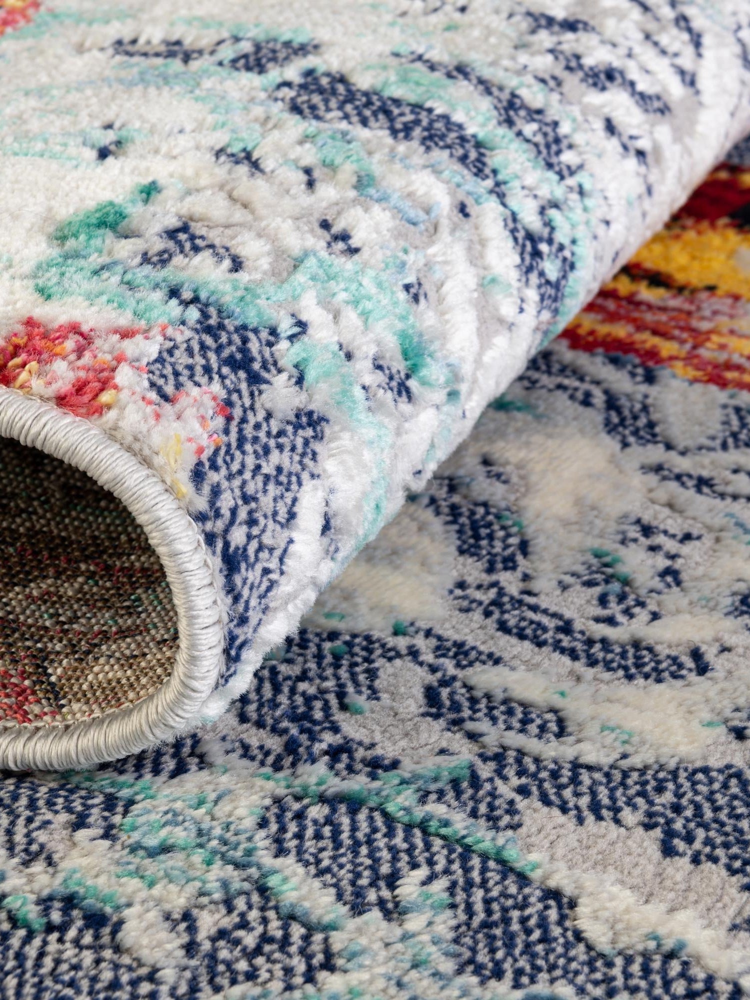 Multicolor 5' 3 x 8' Ariel Rectangle Area Rug 70% Polypropylene & 30% Polyester Easy Clean Living Room Bedroom Dining Office Carpet for Sale at Rug Engine
