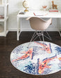 Multicolor 7' x 7' Ariel Round Area Rug 70% Polypropylene & 30% Polyester Easy Clean Living Room Bedroom Dining Office Carpet for Sale at Rug Engine