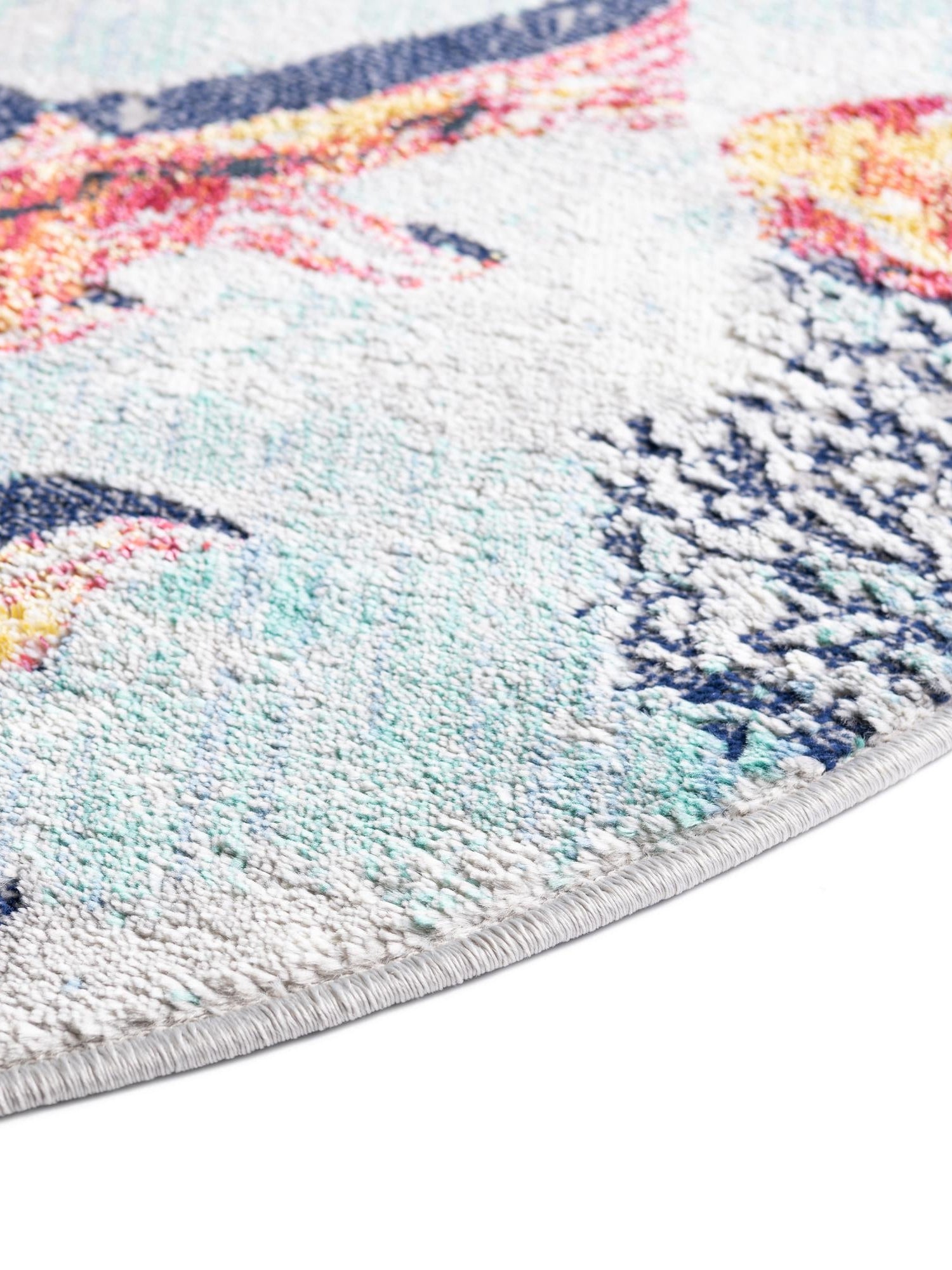 Multicolor 4' x 4' Ariel Round Area Rug 70% Polypropylene & 30% Polyester Easy Clean Living Room Bedroom Dining Office Carpet for Sale at Rug Engine