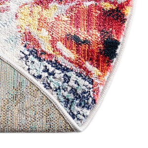 Multicolor 7' x 7' Ariel Round Area Rug 70% Polypropylene & 30% Polyester Easy Clean Living Room Bedroom Dining Office Carpet for Sale at Rug Engine