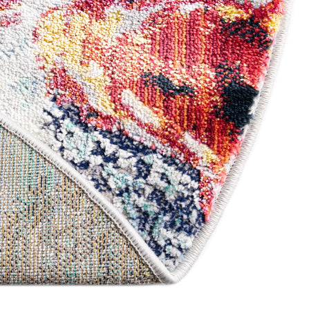 Multicolor 4' x 4' Ariel Round Area Rug 70% Polypropylene & 30% Polyester Easy Clean Living Room Bedroom Dining Office Carpet for Sale at Rug Engine