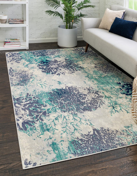Blue 1' 4 x 1' 4 Ariel Sample Area Rug 70% Polypropylene & 30% Polyester Easy Clean Living Room Bedroom Dining Office Carpet for Sale at Rug Engine