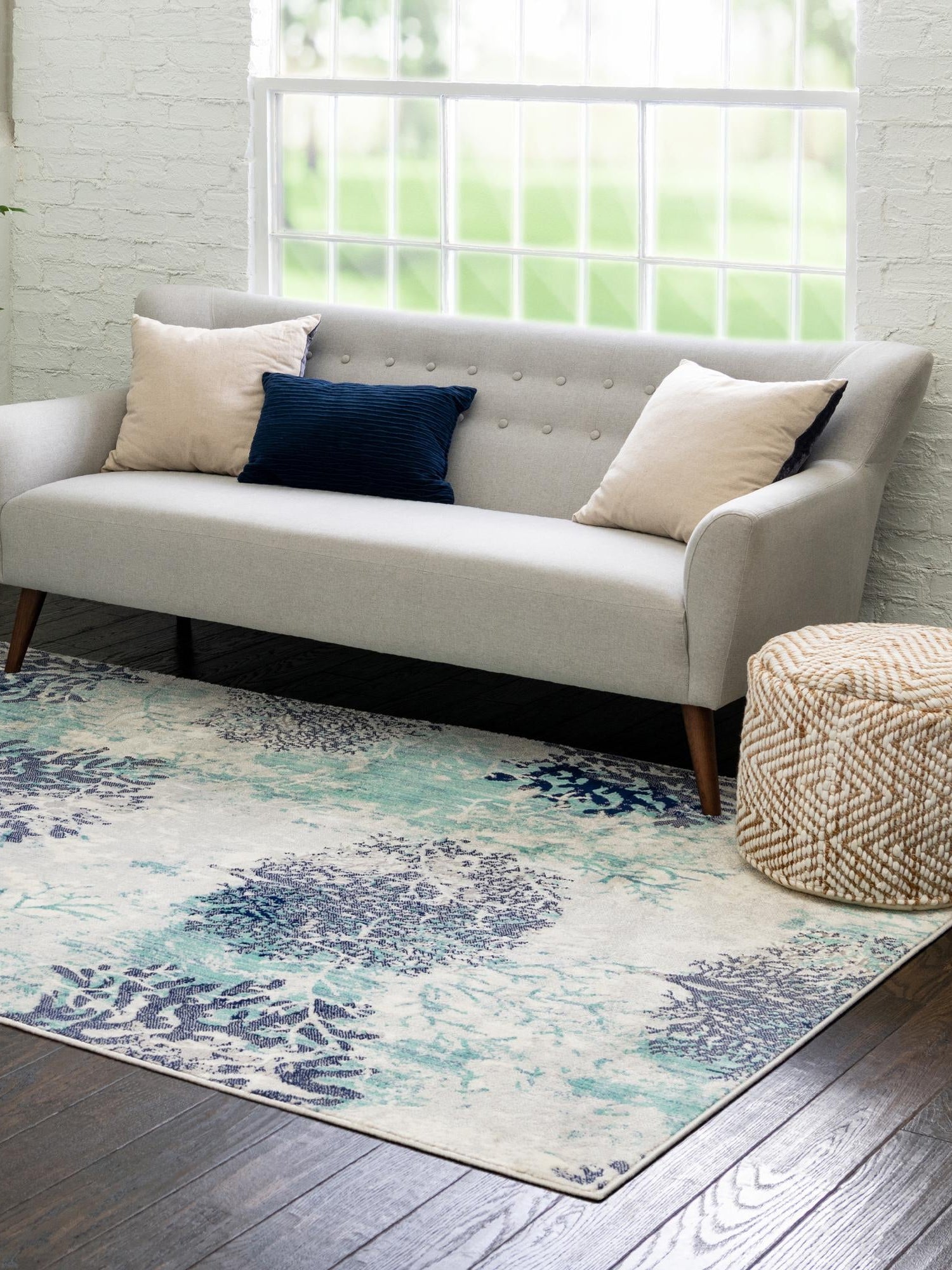Blue 4' x 6' Ariel Rectangle Area Rug 70% Polypropylene & 30% Polyester Easy Clean Living Room Bedroom Dining Office Carpet for Sale at Rug Engine