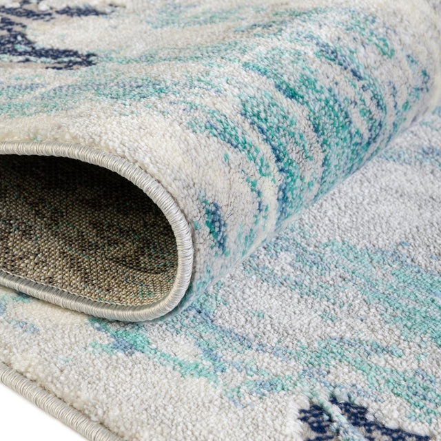 Blue 5' 3 x 8' Ariel Rectangle Area Rug 70% Polypropylene & 30% Polyester Easy Clean Living Room Bedroom Dining Office Carpet for Sale at Rug Engine