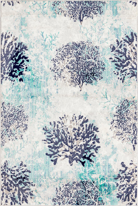 Blue 4' x 6' Ariel Rectangle Area Rug 70% Polypropylene & 30% Polyester Easy Clean Living Room Bedroom Dining Office Carpet for Sale at Rug Engine