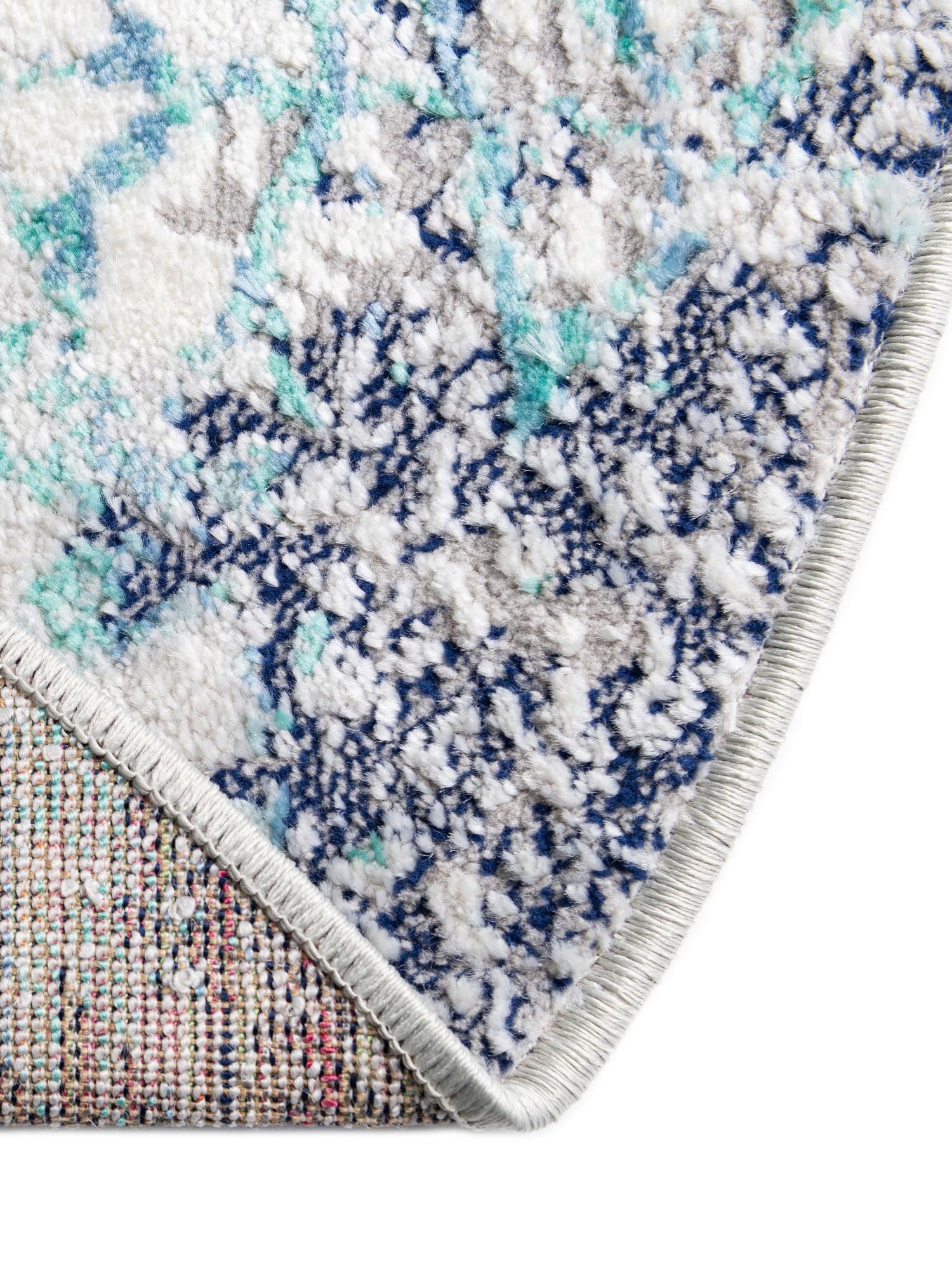 Blue 7' x 7' Ariel Round Area Rug 70% Polypropylene & 30% Polyester Easy Clean Living Room Bedroom Dining Office Carpet for Sale at Rug Engine