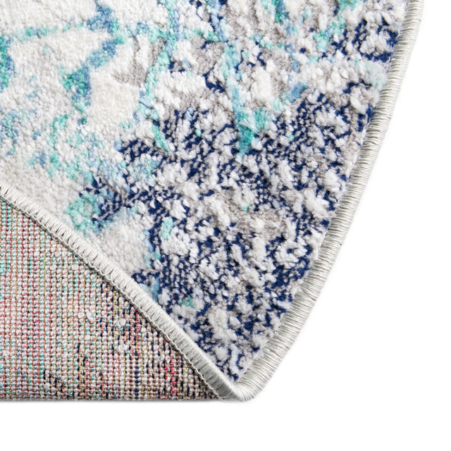 Blue 7' x 7' Ariel Round Area Rug 70% Polypropylene & 30% Polyester Easy Clean Living Room Bedroom Dining Office Carpet for Sale at Rug Engine
