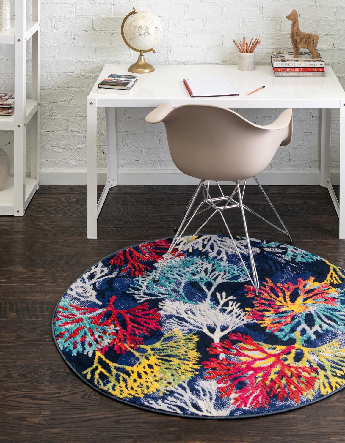 Multicolor 7' x 7' Ariel Round Area Rug 70% Polypropylene & 30% Polyester Easy Clean Living Room Bedroom Dining Office Carpet for Sale at Rug Engine