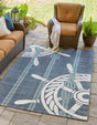Navy Blue 7' 10 x 10' Outdoor Coastal Rectangle Area Rug Weather Resistant for Patio, Deck, Terrace, Balcony, Porch 100% Polypropylene Coastal Decor Carpet for Sale at Rug Engine