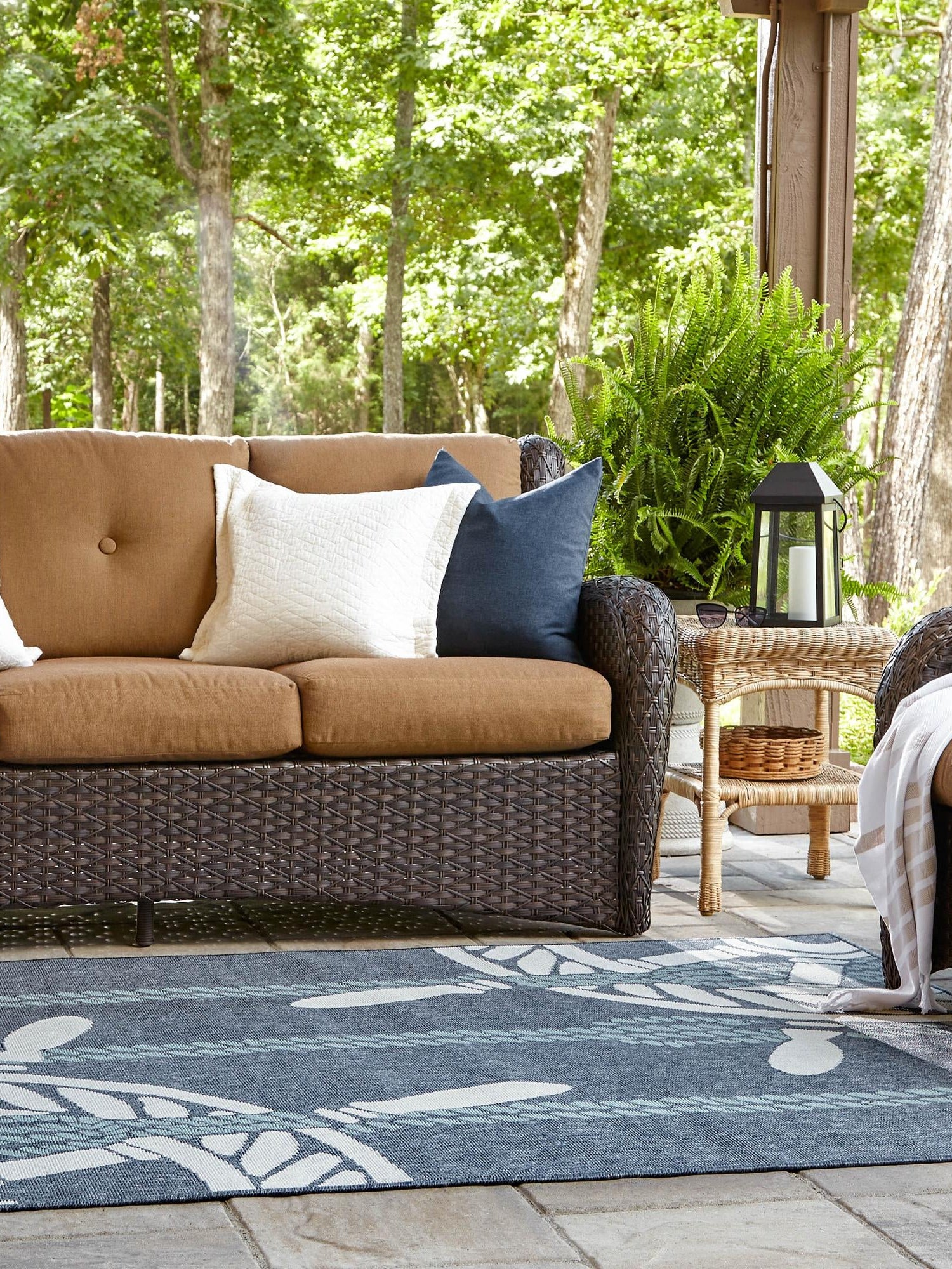 Navy Blue 9' x 12' Outdoor Coastal Rectangle Area Rug Weather Resistant for Patio, Deck, Terrace, Balcony, Porch 100% Polypropylene Coastal Decor Carpet for Sale at Rug Engine