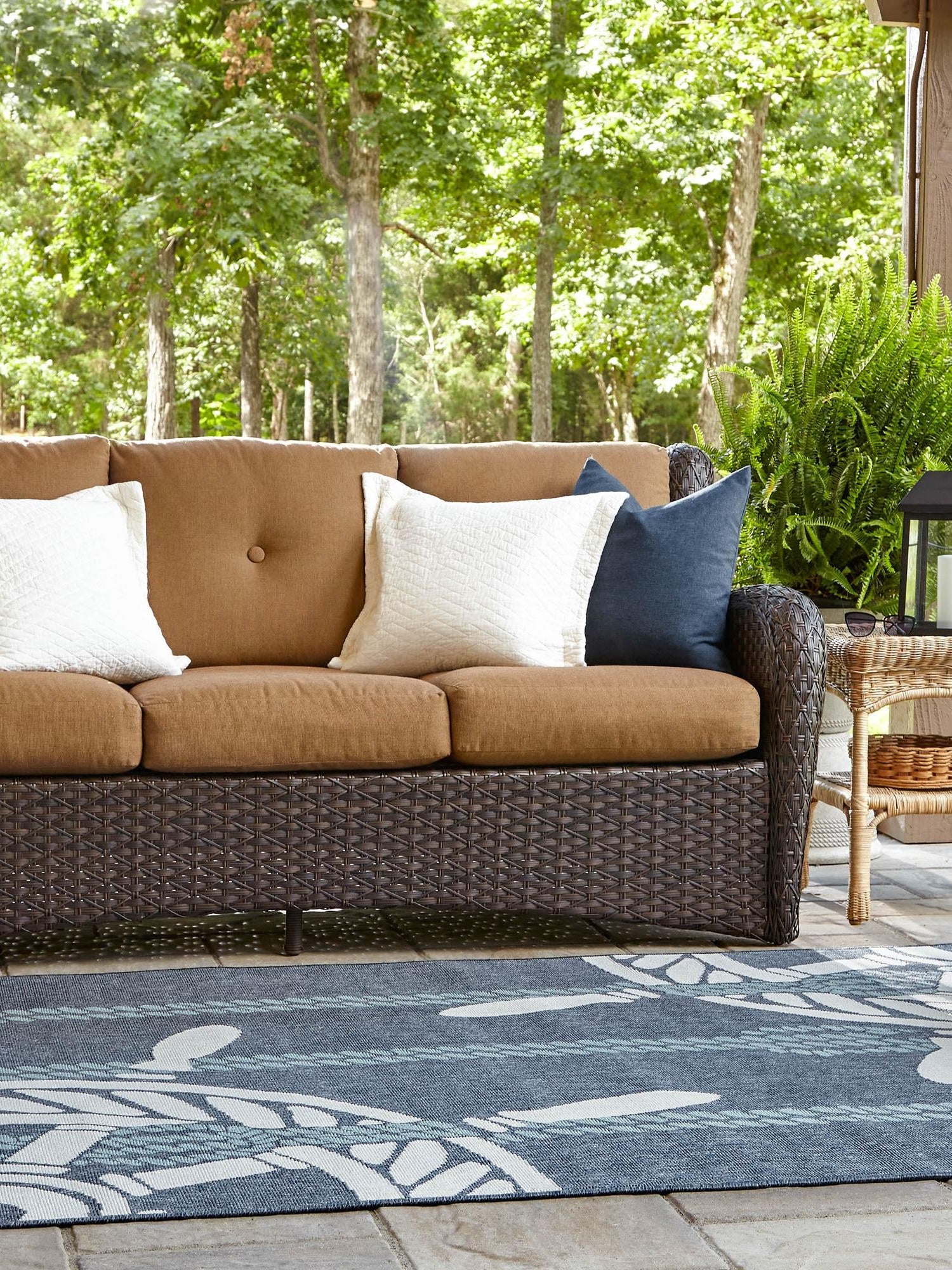 Navy Blue 7' 10 x 10' Outdoor Coastal Rectangle Area Rug Weather Resistant for Patio, Deck, Terrace, Balcony, Porch 100% Polypropylene Coastal Decor Carpet for Sale at Rug Engine
