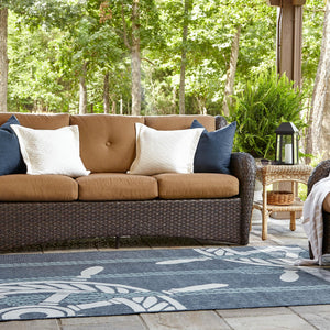 Navy Blue 7' 10 x 10' Outdoor Coastal Rectangle Area Rug Weather Resistant for Patio, Deck, Terrace, Balcony, Porch 100% Polypropylene Coastal Decor Carpet for Sale at Rug Engine