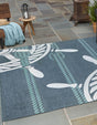 Navy Blue 7' 10 x 7' 10 Outdoor Coastal Square Area Rug Weather Resistant for Patio, Deck, Terrace, Balcony, Porch 100% Polypropylene Coastal Decor Carpet for Sale at Rug Engine