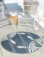 Navy Blue 4' x 4' Outdoor Coastal Round Area Rug Weather Resistant for Patio, Deck, Terrace, Balcony, Porch 100% Polypropylene Coastal Decor Carpet for Sale at Rug Engine