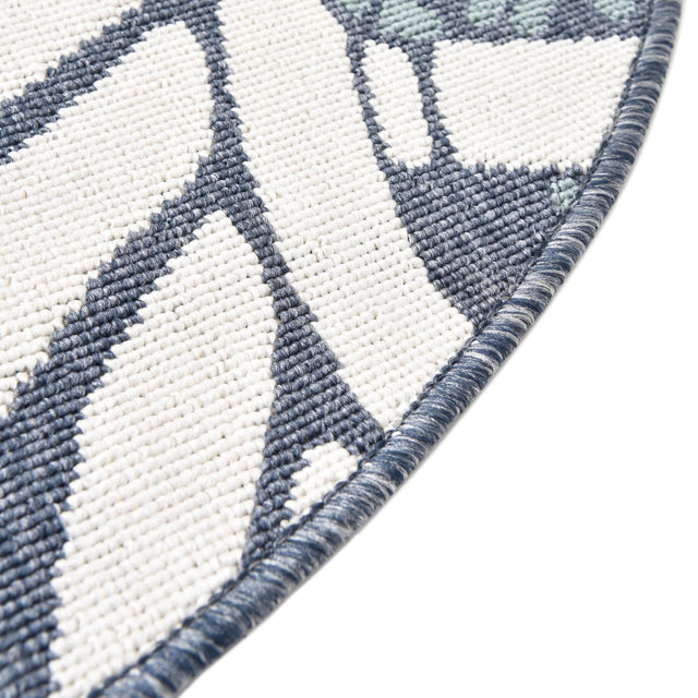 Navy Blue 7' x 7' Outdoor Coastal Round Area Rug Weather Resistant for Patio, Deck, Terrace, Balcony, Porch 100% Polypropylene Coastal Decor Carpet for Sale at Rug Engine