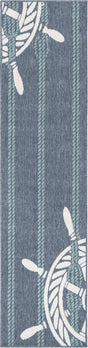 Navy Blue 2' x 8' Outdoor Coastal Runner Area Rug Weather Resistant for Patio, Deck, Terrace, Balcony, Porch 100% Polypropylene Coastal Decor Carpet for Sale at Rug Engine