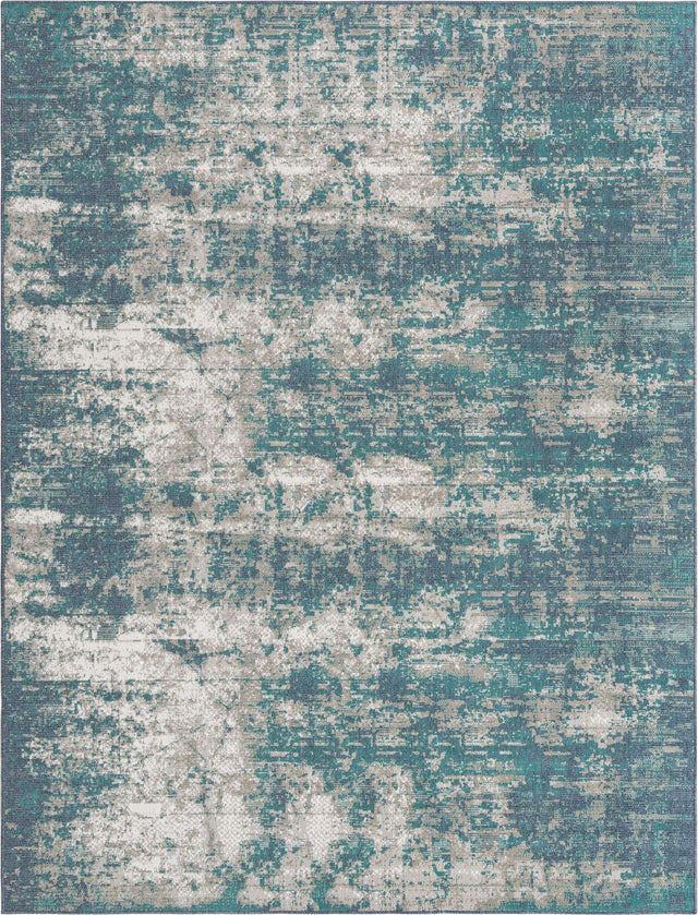 Blue 9' x 12' Outdoor Coastal Rectangle Area Rug Weather Resistant for Patio, Deck, Terrace, Balcony, Porch 100% Polypropylene Coastal Decor Carpet for Sale at Rug Engine