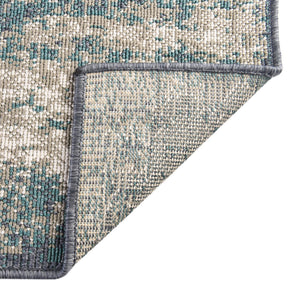Blue 7' 10 x 7' 10 Outdoor Coastal Square Area Rug Weather Resistant for Patio, Deck, Terrace, Balcony, Porch 100% Polypropylene Coastal Decor Carpet for Sale at Rug Engine