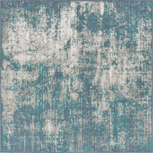 Blue 7' 10 x 7' 10 Outdoor Coastal Square Area Rug Weather Resistant for Patio, Deck, Terrace, Balcony, Porch 100% Polypropylene Coastal Decor Carpet for Sale at Rug Engine
