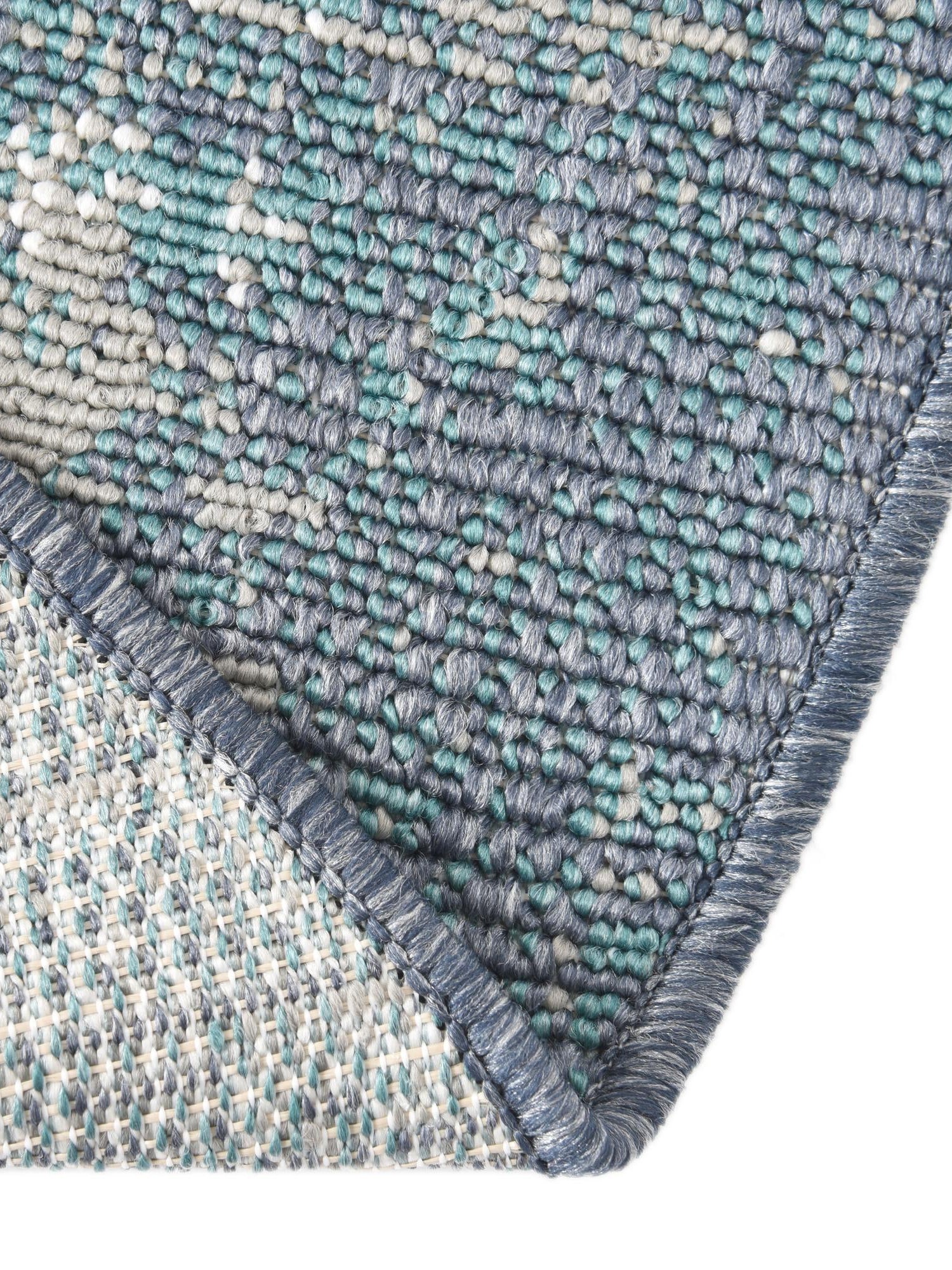 Blue 4' x 4' Outdoor Coastal Round Area Rug Weather Resistant for Patio, Deck, Terrace, Balcony, Porch 100% Polypropylene Coastal Decor Carpet for Sale at Rug Engine