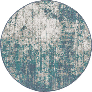 Blue 4' x 4' Outdoor Coastal Round Area Rug Weather Resistant for Patio, Deck, Terrace, Balcony, Porch 100% Polypropylene Coastal Decor Carpet for Sale at Rug Engine