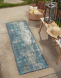 Blue 2' x 6' Outdoor Coastal Runner Area Rug Weather Resistant for Patio, Deck, Terrace, Balcony, Porch 100% Polypropylene Coastal Decor Carpet for Sale at Rug Engine