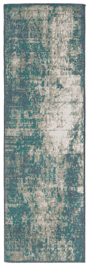 Blue 2' x 6' Outdoor Coastal Runner Area Rug Weather Resistant for Patio, Deck, Terrace, Balcony, Porch 100% Polypropylene Coastal Decor Carpet for Sale at Rug Engine