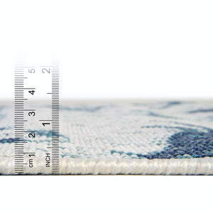 Ivory 7' x 7' Outdoor Coastal Round Area Rug Weather Resistant for Patio, Deck, Terrace, Balcony, Porch 100% Polypropylene Coastal Decor Carpet for Sale at Rug Engine