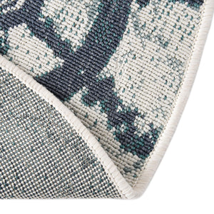 Ivory 7' x 7' Outdoor Coastal Round Area Rug Weather Resistant for Patio, Deck, Terrace, Balcony, Porch 100% Polypropylene Coastal Decor Carpet for Sale at Rug Engine