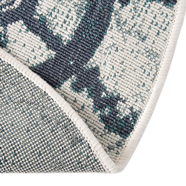 Ivory 7' x 7' Outdoor Coastal Round Area Rug Weather Resistant for Patio, Deck, Terrace, Balcony, Porch 100% Polypropylene Coastal Decor Carpet for Sale at Rug Engine