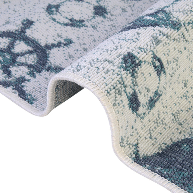 Ivory 7' x 7' Outdoor Coastal Round Area Rug Weather Resistant for Patio, Deck, Terrace, Balcony, Porch 100% Polypropylene Coastal Decor Carpet for Sale at Rug Engine