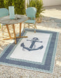 Navy Blue 5' 3 x 8' Outdoor Coastal Rectangle Rug