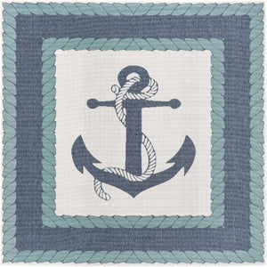 Navy Blue 7' 10 x 7' 10 Outdoor Coastal Square Area Rug Weather Resistant for Patio, Deck, Terrace, Balcony, Porch 100% Polypropylene Coastal Decor Carpet for Sale at Rug Engine