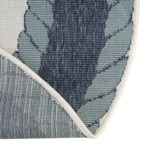 Navy Blue 7' 10 x 7' 10 Outdoor Coastal Round Area Rug Weather Resistant for Patio, Deck, Terrace, Balcony, Porch 100% Polypropylene Coastal Decor Carpet for Sale at Rug Engine