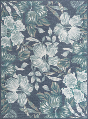 Blue 9' x 12' Outdoor Coastal Rectangle Area Rug Weather Resistant for Patio, Deck, Terrace, Balcony, Porch 100% Polypropylene Coastal Decor Carpet for Sale at Rug Engine