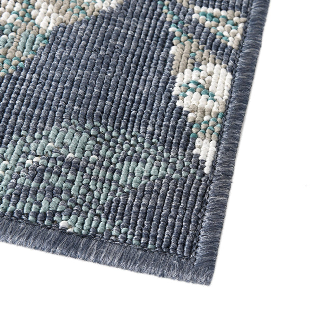Blue 9' x 12' Outdoor Coastal Rectangle Area Rug Weather Resistant for Patio, Deck, Terrace, Balcony, Porch 100% Polypropylene Coastal Decor Carpet for Sale at Rug Engine